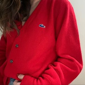 Vintage Red Lacoste Cardigan